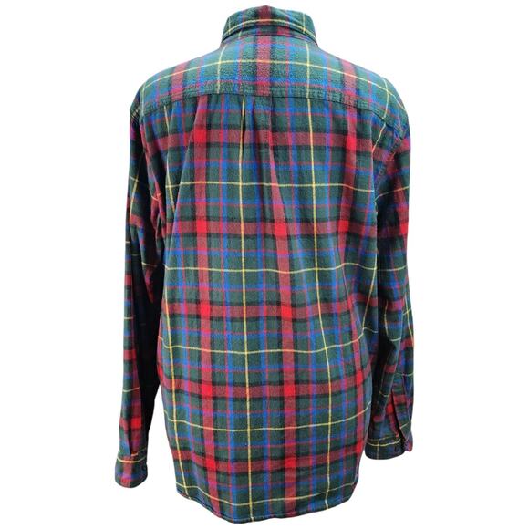 L.L Bean Traditional Fit Flannel Shirt Men XLARGE Green Red Western Scotch Plaid - Picture 2 of 11